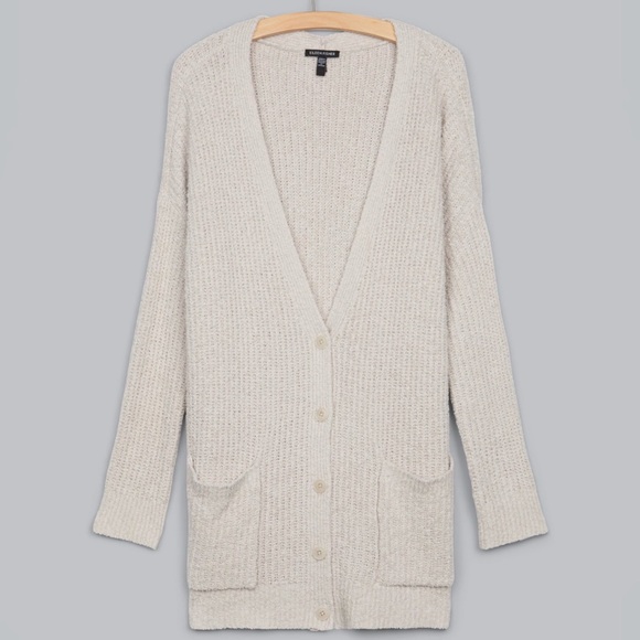 EILEEN FISHER NWT L XL Cotton Fluff Cardigan in Bone • Cashmere Blend Sweater - Picture 10 of 13